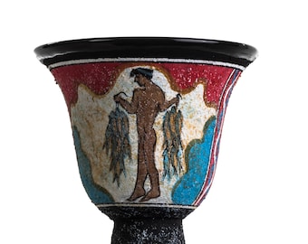 Pythagoras Cup Of Justice – Ancient Greece Ceramic Mug, Blue Cobalt, 4.3 Inch Height, Usable Drinking Cup