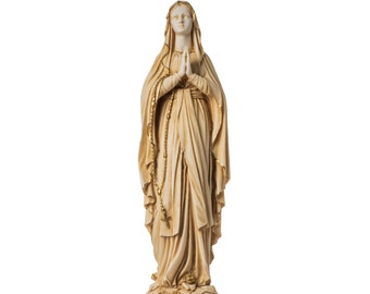 Statue de la Vierge Marie, Mère de Jésus, albâtre ton or 15,75 po.
