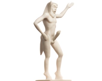 BeautifulGreekStatues Satiro Pan Panas Statua Greca Romana Fatta a Mano in Alabastro Oro Figura Maschile 12cm