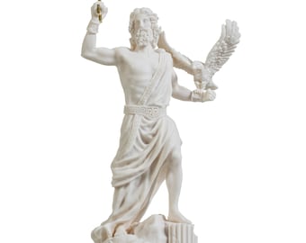 Zeus Greek God Jupiter Thunder Statue Figurine Alabaster 9.25"