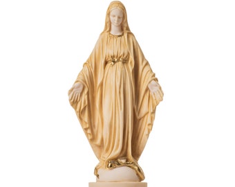 Statue de la Vierge Marie, Mère de Jésus, albâtre, doré, 23 cm (9 po.)