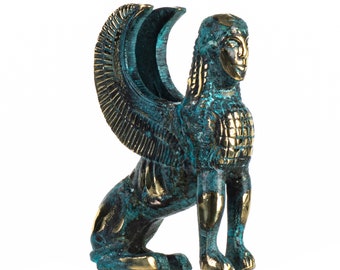 La Esfinge de las Pirámides de Giza Mitología Figura de Bronce Sólido 4.6 Pulgadas