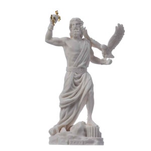 Zeus Greek God Jupiter Thunder Statue Figurine Alabaster 7.08&quot;