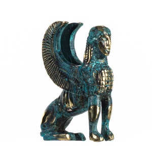 La Esfinge de las Pirámides de Giza Mitología Figura de Bronce Sólido 4.6 Pulgadas