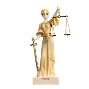 Greek goddess themis statue blind lady justice handmade lawyer gift gold finish 9.8&quot; ( 25cm)