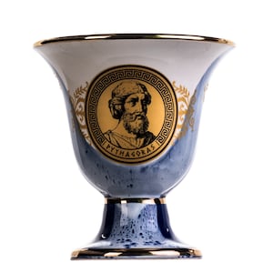 Pythagoras Cup of Justice Pythagorean Theorem Fair Mug Ancient Greece Blue Cobalt Usable