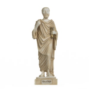 Plato Greek Father Of Philosophy Figurine Alabaster Statue Handmade Gold 9.5 Inches