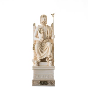 Zeus On Throne Jupiter God Greek Roman Statue Art Sculpture Figure Home Gold Tone 9.84&quot; 25cm