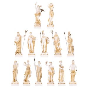 Set 13 Olympian Gods of Mount Olympus Pantheon Alabaster Statues 6.7 Inches Base IS NOT INCLUDED