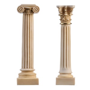 Greek Column Set Corinthian Ionic Order Aged Architecture Alabaster image 1