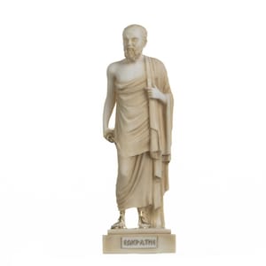 Greek Philosopher Socrates Figurine Alabaster Statue Athens Academy Gold 9.2 Inches
