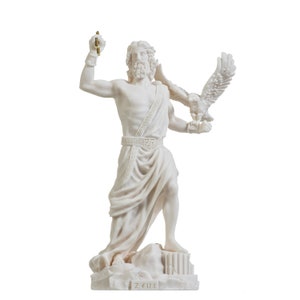 Zeus Greek God Jupiter Thunder Statue Figurine Alabaster 9.25&quot;