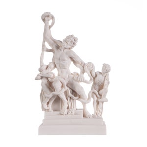 Laocoön and his sons with serpents greek mythology trojan priest alabaster statue 11.4 inches