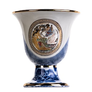 Pythagoras Cup of Justice Zeus Artemis Pythagorean Fair Mug Ancient Greece Blue Cobalt Usable