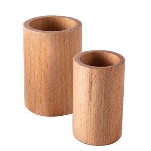 Manopoulos Set of 2 Wooden Backgammon Dice Cups Natural Color