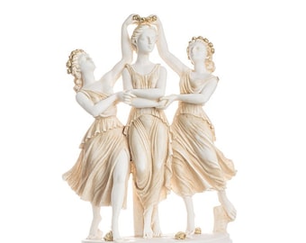 3 graces goddesses from sandro botticelli's painting primavera statue gold 9.84"