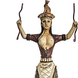 Minoan Snake Goddess 16th Century Replica Cretan Healer Priestess Statue 5.51&quot;(14cm)