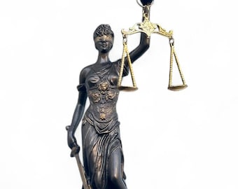 Greek Goddess Themis Statue Figurine Blind Lady Justice With Metal Coating Sculpture Lawyer Gift