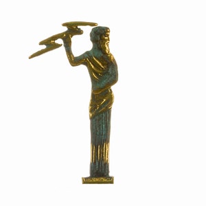 Zeus Greek God Jupiter Thunder Statue  Figurine Solid Bronze 4.5"