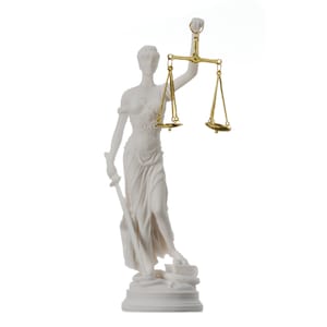Greek goddess themis statue alabaster figurine blind lady justice sculpture lawyer gift 10.23&quot; 26cm