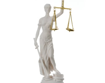 Greek goddess themis statue alabaster figurine blind lady justice sculpture lawyer gift 10.23" 26cm