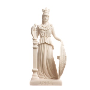 Athena Parthenos Varvakeion mit Nike und Pegasusschild griechische Göttin Alabaster Statue 19 cm