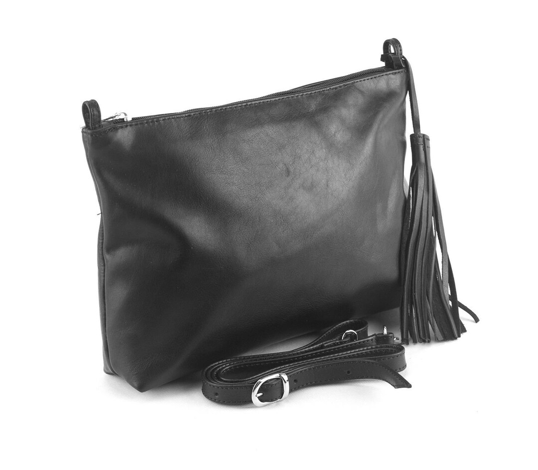 Leather Shoulder Bag Handmade Design Black Cross Body Satchel Vintage