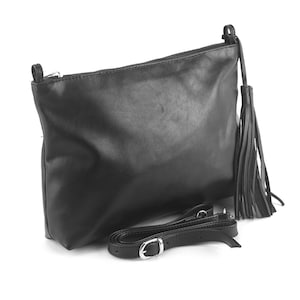 Leather shoulder bag handmade design black cross body satchel vintage saddle handbag purse