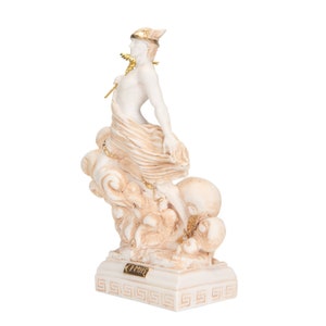 Hermes Mercurius God Zeus Zoon Romeins standbeeld Alabaster Gouden toon 9