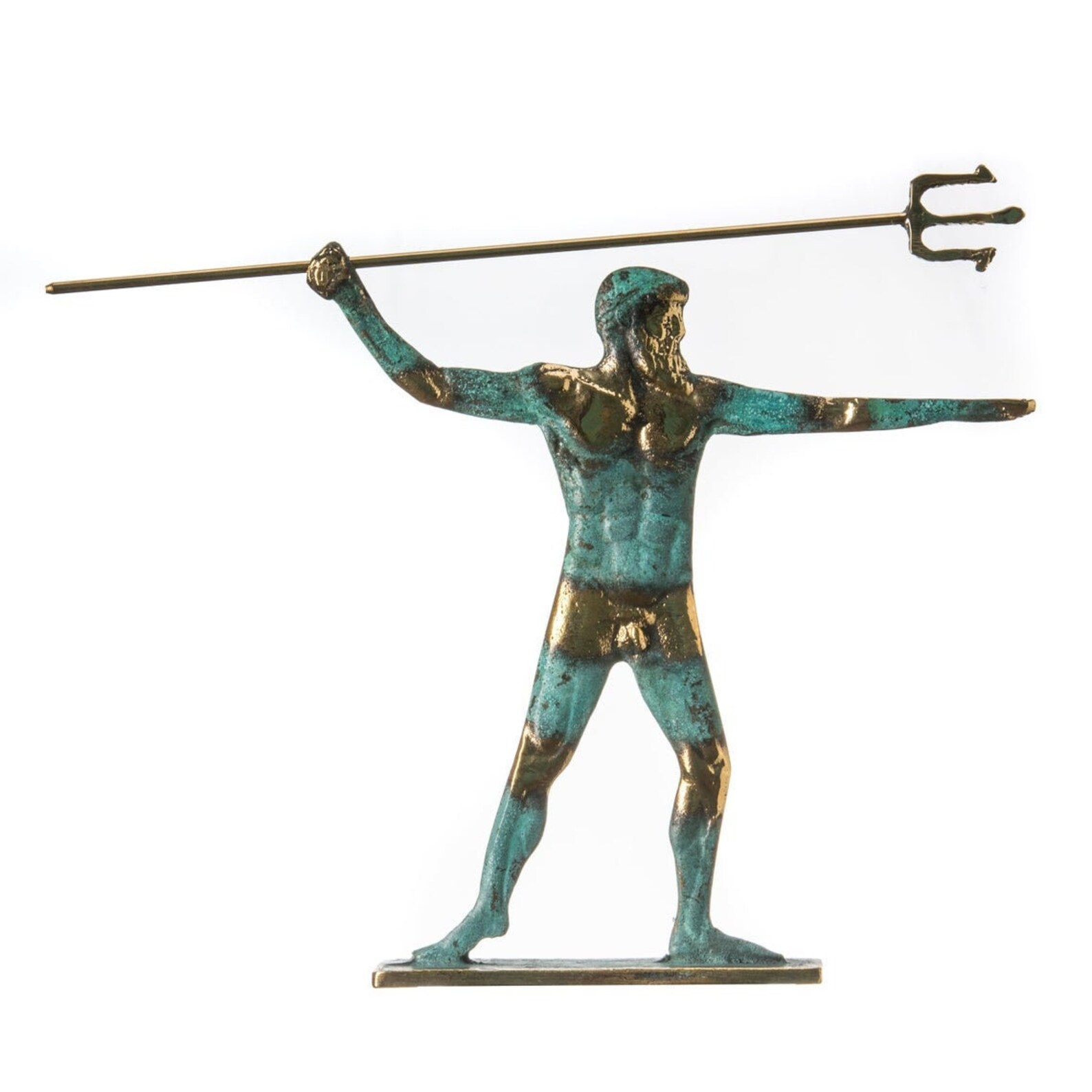 Poseidon Greek God of the Sea With Trident Statue Handmade Solid Bronze ...