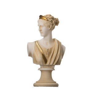 Artemis diana bust greek statue nature moon goddess gold tone 5.9&#39;&#39;