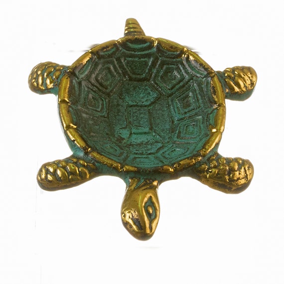 Schildkröte Aschenbecher Massiv Bronze Klein Grün Gold Handgemacht 10 cm  breit - .de