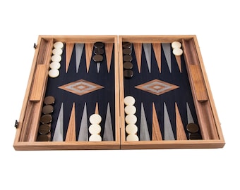 Manopoulos Premium Handcrafted American Walnut with Black Oak Backgammon Set