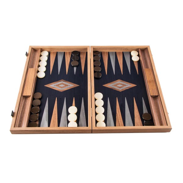 Manopoulos Premium Handcrafted American Walnut with Black Oak Backgammon Set