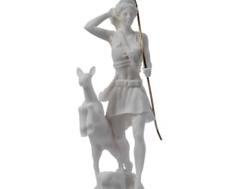 Goddess artemis diana greek statue nature moon alabaster 6.69"