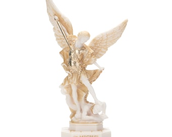 Archangel Holy Michael Statue Sculpture Vs Lucifer Gold Tone 8.85 Inches