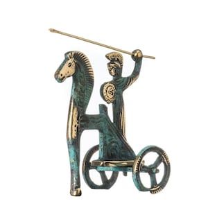 Chariot of the sun athena with spear ancient greek bronze museum statue replica