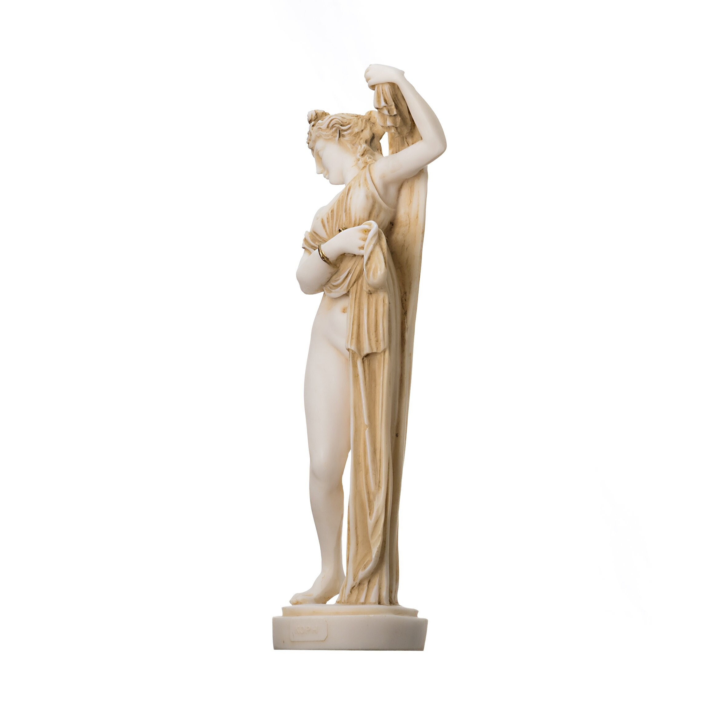 Goddess Aphrodite Kallipygos Alabaster Gold Tone Statue Greek Sculpture ...
