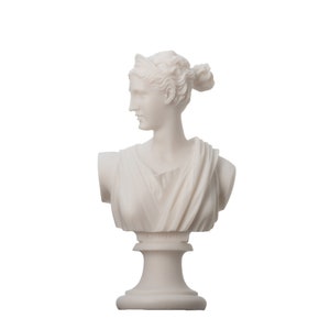 Artemis diana bust greek statue nature moon goddess alabaster 5.5 inches