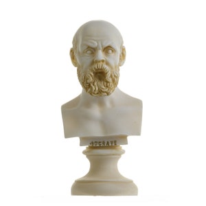 Greek philosopher socrates bust alabaster statue sculpture athens academy 5.9 inches gold tone