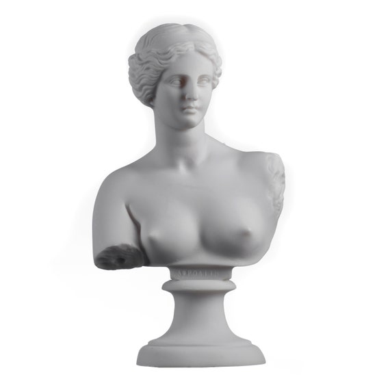 Aphrodite venus goddess bust sculpture in ancient greek roman mythology greek hand made marble cast statue 9"