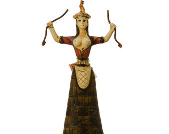 Minoan snake goddess statue healer messenger priestess sculpture 9.44&quot; 24cm