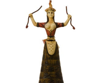 Minoan snake goddess statue healer messenger priestess sculpture 9.44" 24cm