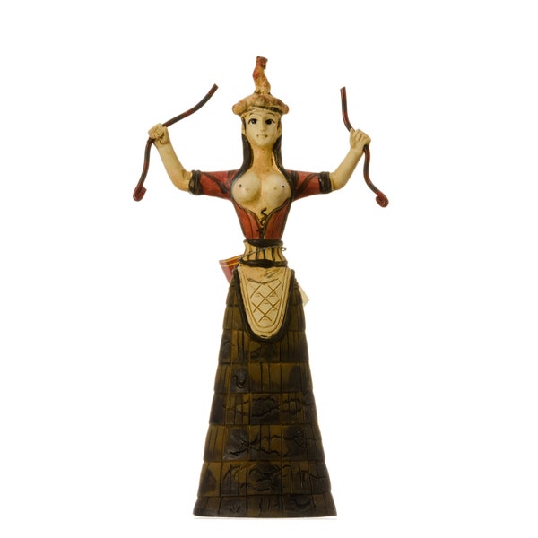 Minoan snake goddess statue healer messenger priestess sculpture 9.44" 24cm