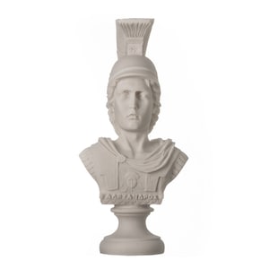 Alexander der Große von Makedonien mit Helm Büste griechische Statue Figur 19 cm