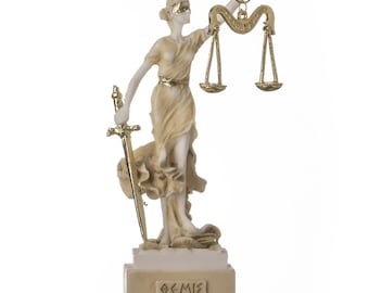 Greek goddess themis 5.5" statue blind lady justice lawyer gift golden