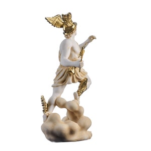 Hermes mercury god zeus son roman statue alabaster gold tone 9" 23cm image 7
