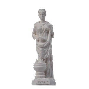 Hestia Goddess of the hearth, home family, and the state Alabaster Statue 6.69&quot;