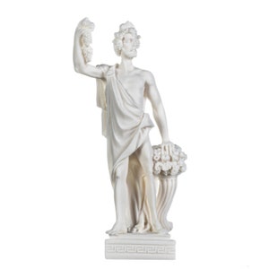 Estatua de Dionisio Baco dios griego del vino escultura de alabastro de la cosecha de uva 9,5 pulgadas