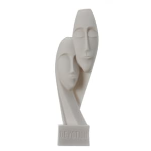 Cycladic art devotion handmade reproduction greek alabaster twin head sculpture 8.3&quot; 21cm
